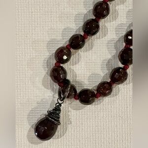 Hand tied garnet necklace.  Made in LA at the downtown jewelry mart.